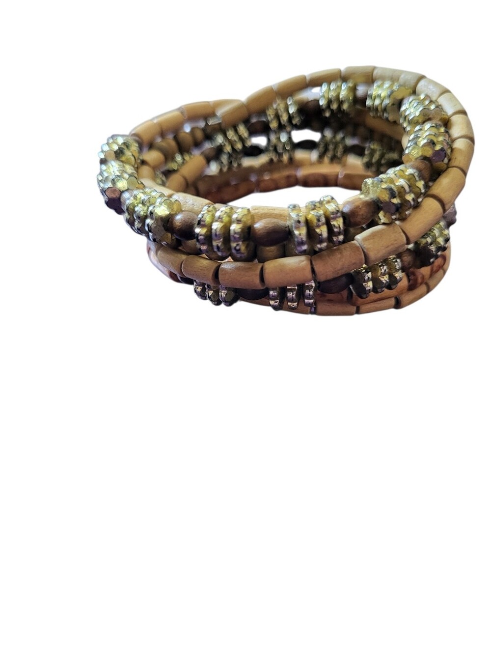Wood Bead Coil Bracelet